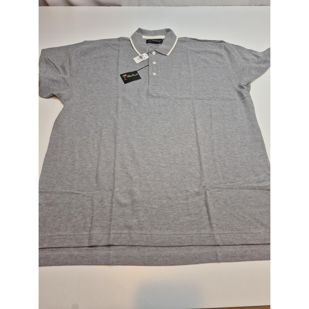 Palm Beach Polo Shirt Mens 2X Big Gray 100% Cotton Knit Casual Logo Short Sleeve